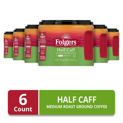 Folgers Half-Caff Medium Roast Ground Coffee, 22.6 Ounce (Pack of 6)