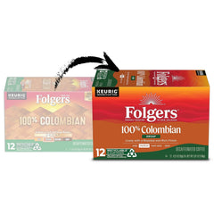 Folgers 100 Colombian Decaf Medium Roast Coffee Keurig KCup Pods, Lively Columbian, 12 Count (Pack of 2)