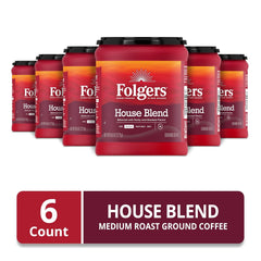 Folgers House Blend Medium Roast Ground Coffee, 9.6 Ounces (Pack of 6)