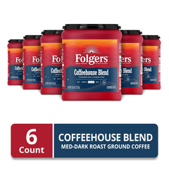 Folgers Coffeehouse Blend Medium Dark Roast Ground Coffee, 9.6 Ounces (Pack of 6)